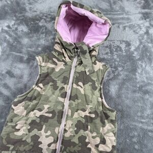 Sugar Rush Girls Camo Hooded Vest Pink Lining Size L
